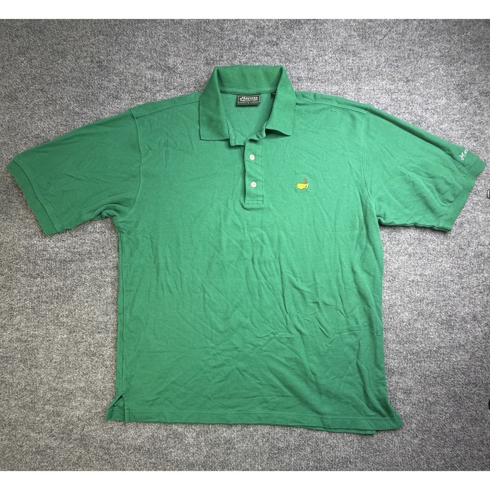 VTG‎ Masters Collection Shirt Mens Large Green Cotton Pique Golf Polo Augusta